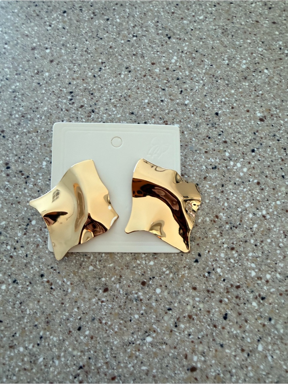 Golden Freeform Metal Statement Stud Earrings